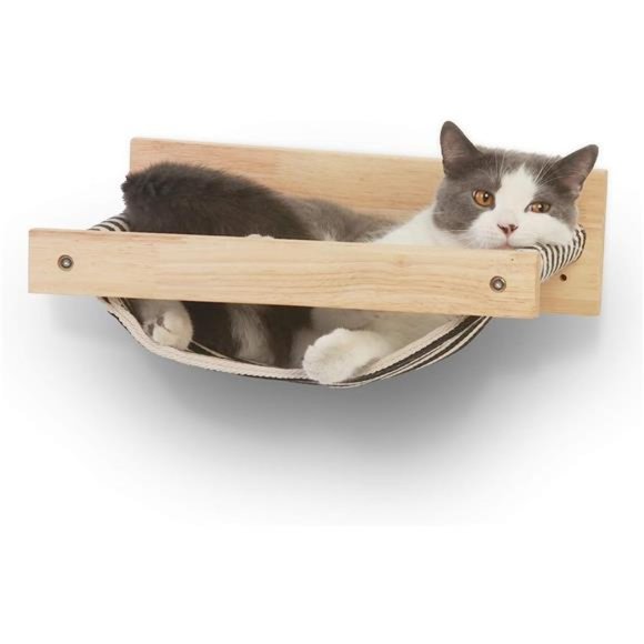 Cat Hammock Wall Mounted, Kitty Beds and Perches, Wooden Cat Wall Furniture - Picture 1 of 6